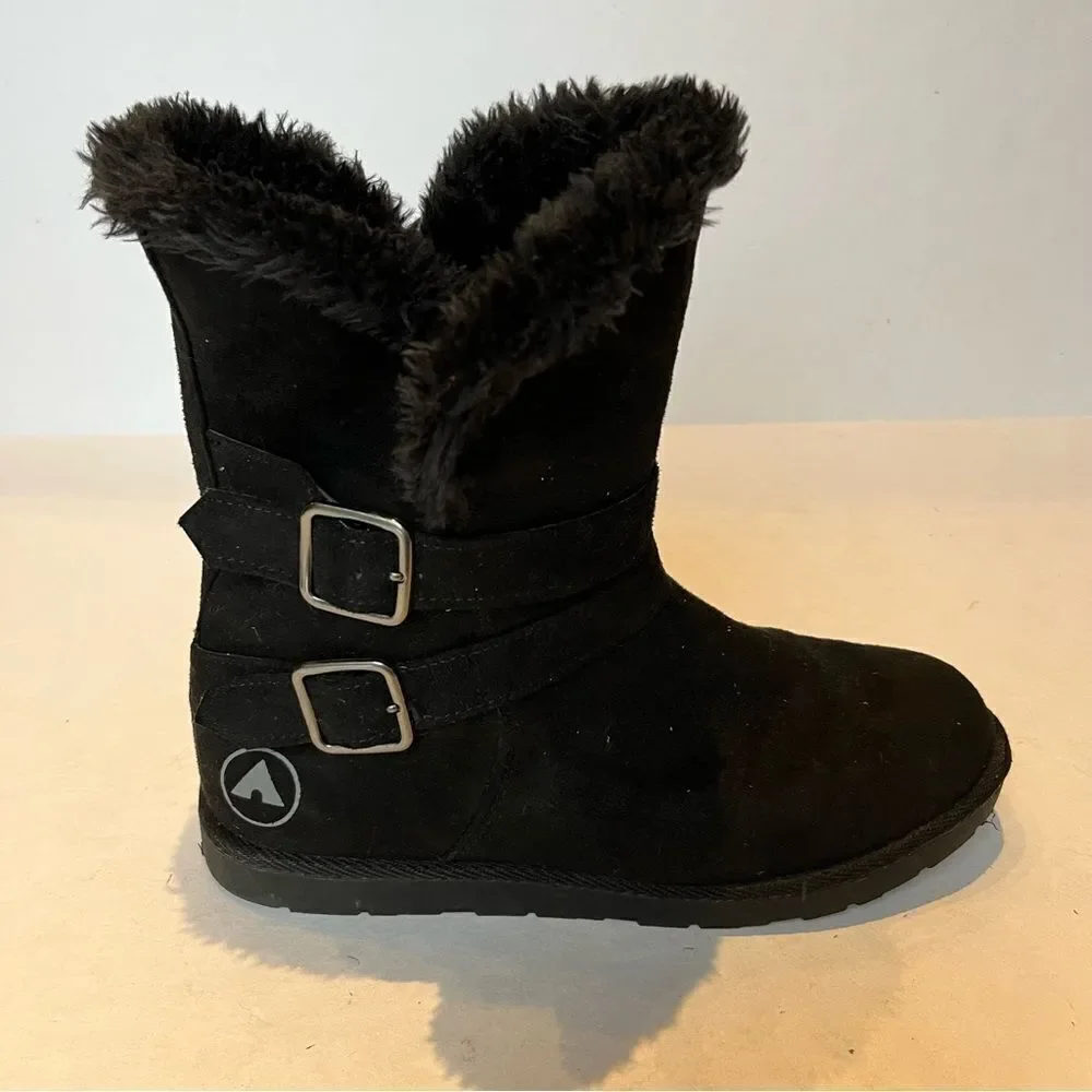 Airwalk Women's Mid-Calf Boots Black with faux fur trim and lining Size 9